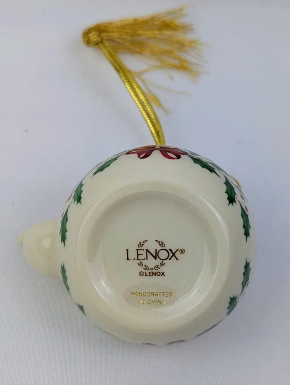 Lenox Holiday Tea Kettle Porcelain Ornament Christmas Holiday Gift Boxed
